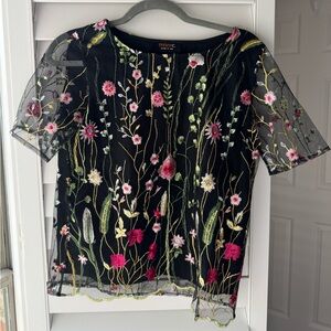Black Floral Embroidered Blouse